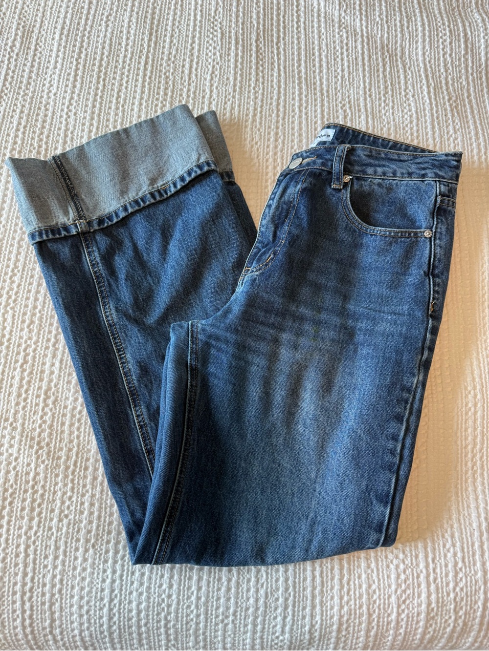 superdown Cuffed Jeans in Blue Wash